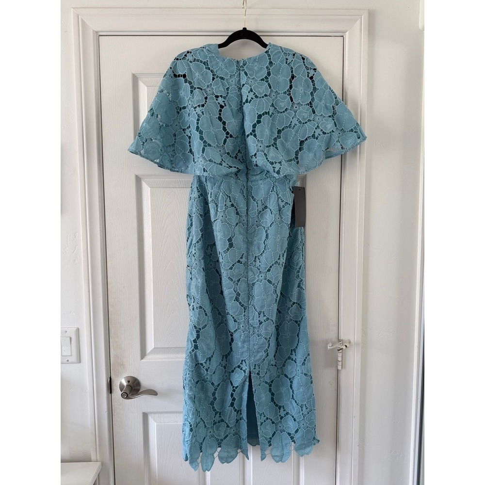 tuckernuck cameo blue eyelet cape leah midi dress, women size 8 - Picture 5 of 11